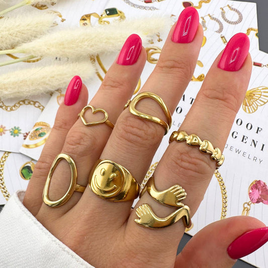 Finger Ring, 18K Gold Plated Steel