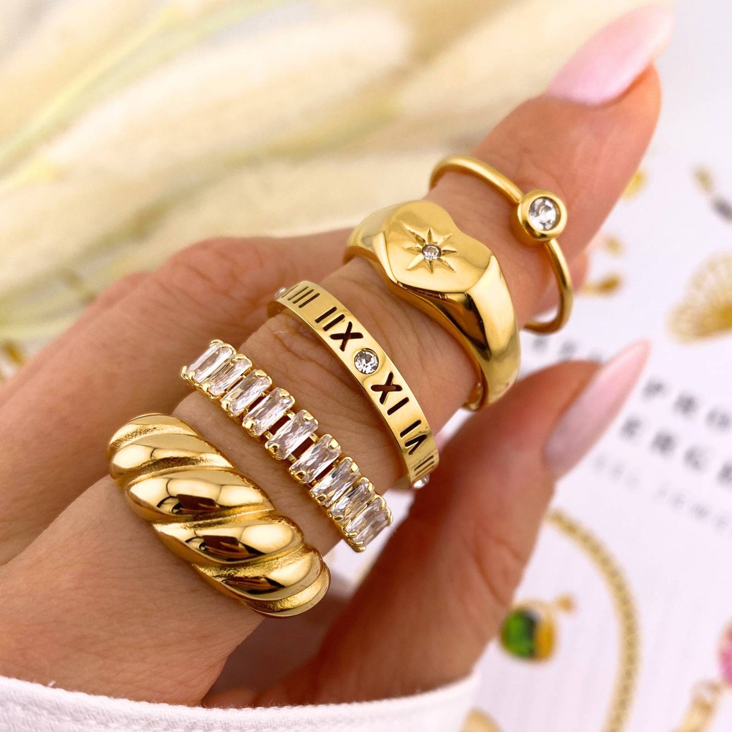 Heart Finger Ring, 18K Gold Plated Steel