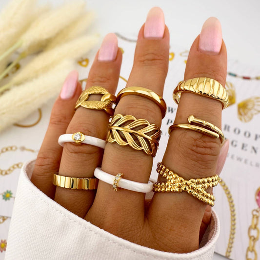 Finger Ring, 18K Gold Plated Steel