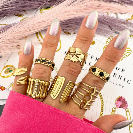 Finger Ring, 18K Gold Plated Steel