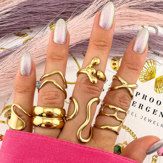 Finger Ring, 18K Gold Plated Steel