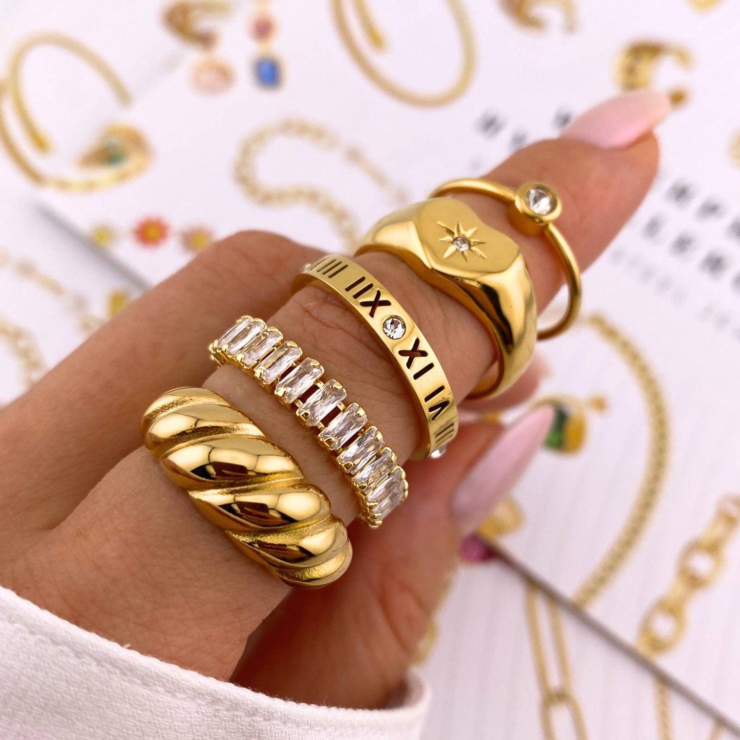 Heart Finger Ring, 18K Gold Plated Steel