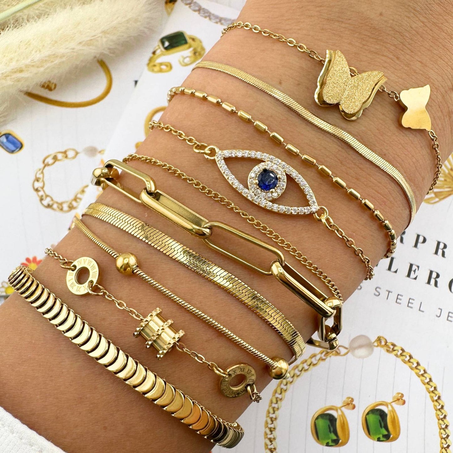 Anklet, 18K Gold Plated Steel
