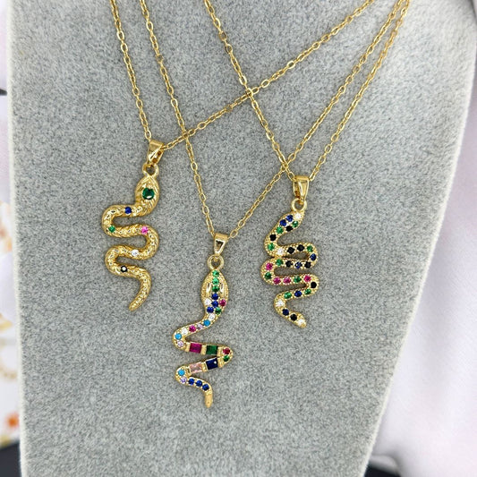 Snake Necklace, 18K Gold Plated Steel