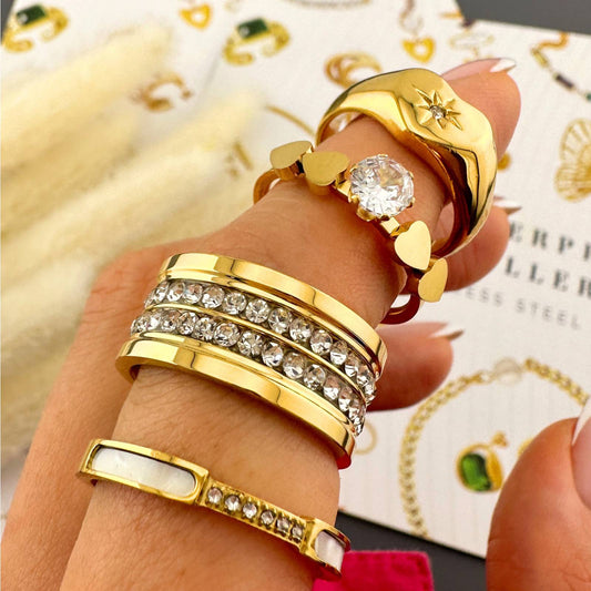 Heart Finger Ring, 18K Gold Plated Steel
