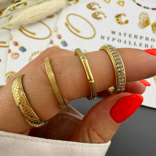Finger Ring, 18K Gold Plated Steel