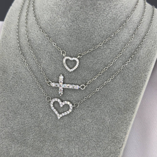 Hearts Necklace, 18K Gold Plated Steel