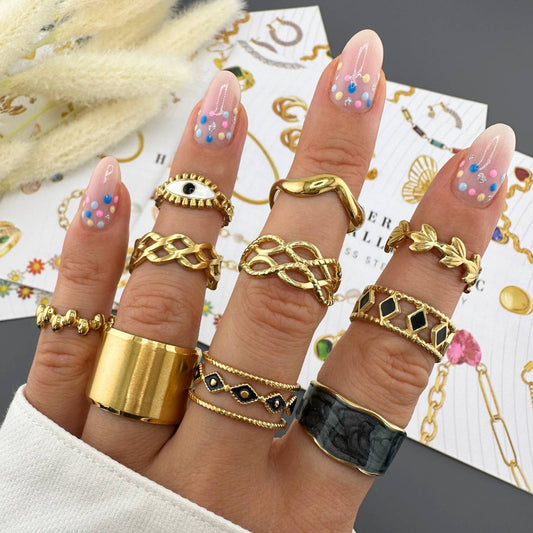 Finger Ring, 18K Gold Plated Steel