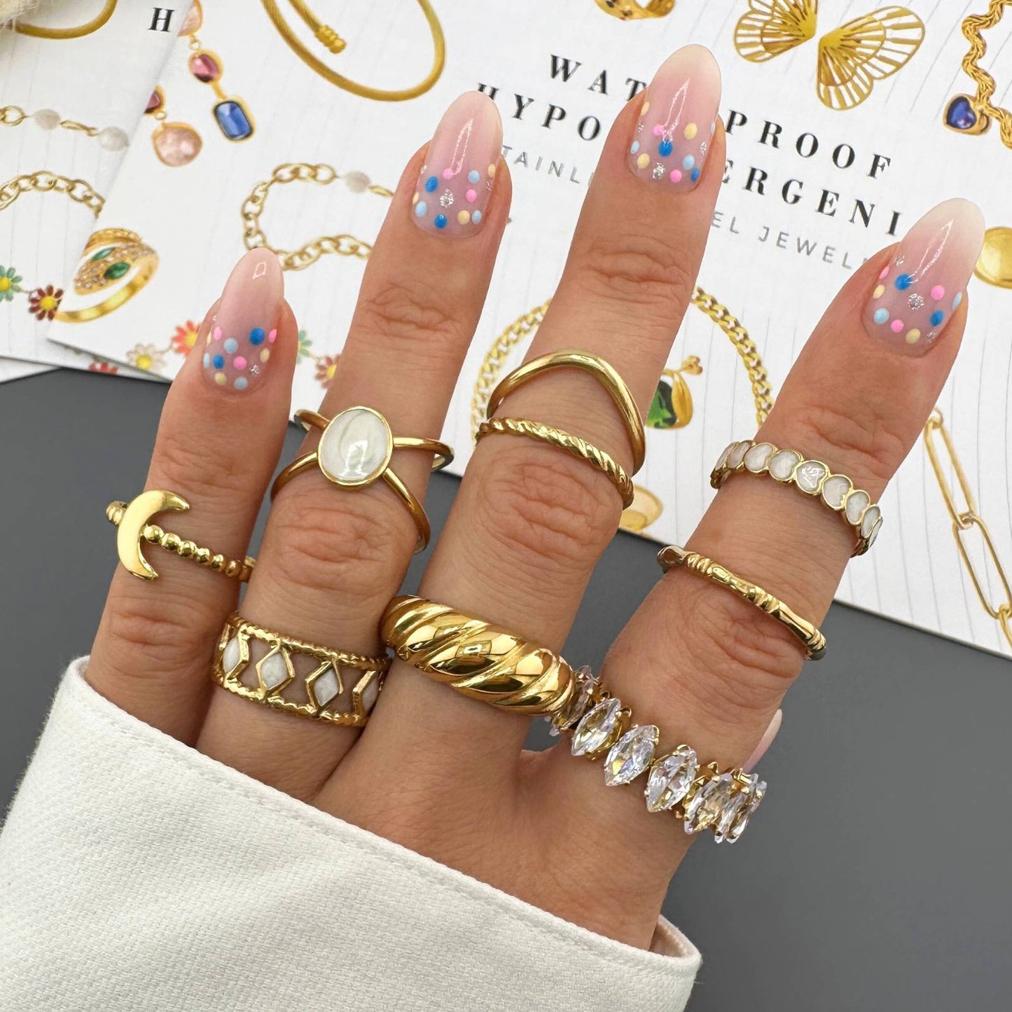 Finger Ring, 18K Gold Plated Steel