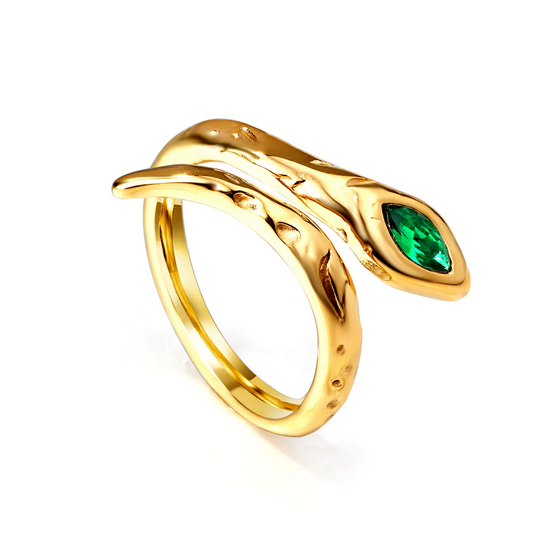 Snake Finger Ring. 18K Gold Plated Steel