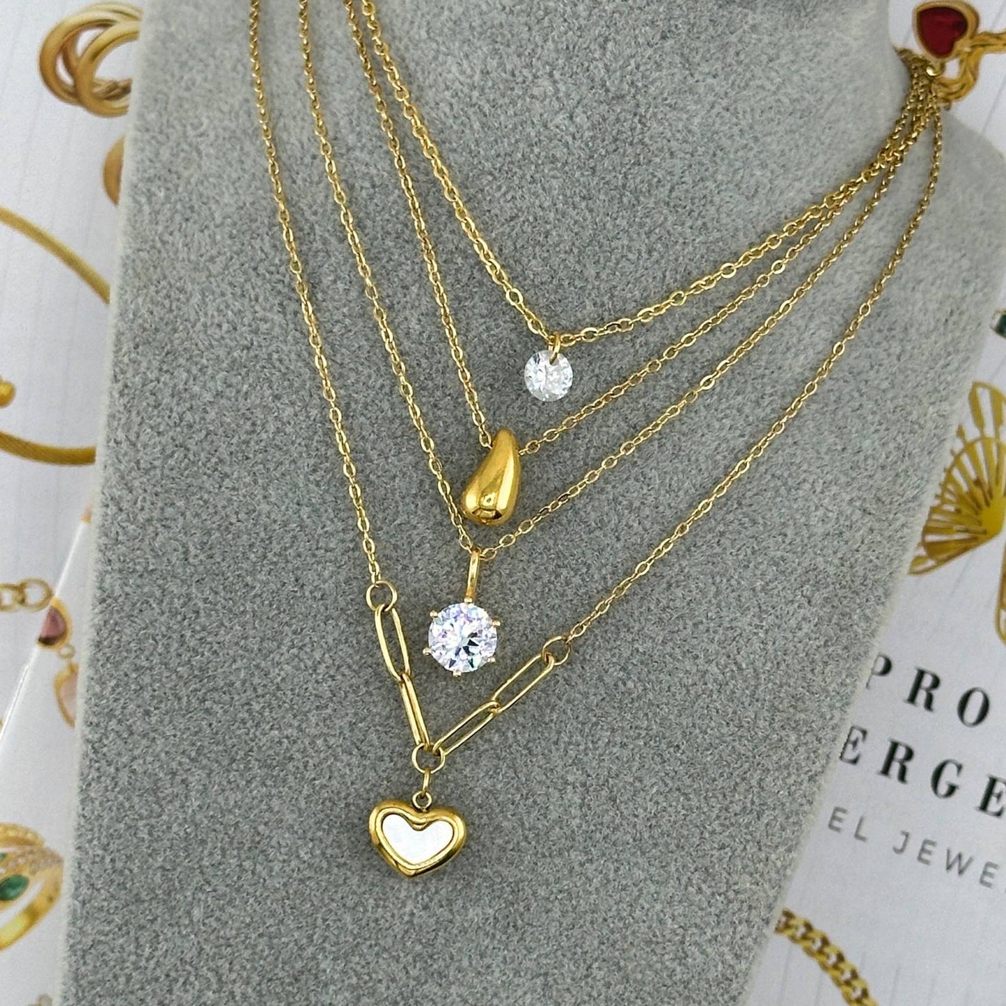 Necklace, 18K Gold Plated Steel