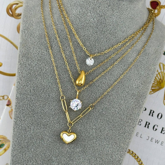 Necklace, 18K Gold Plated Steel
