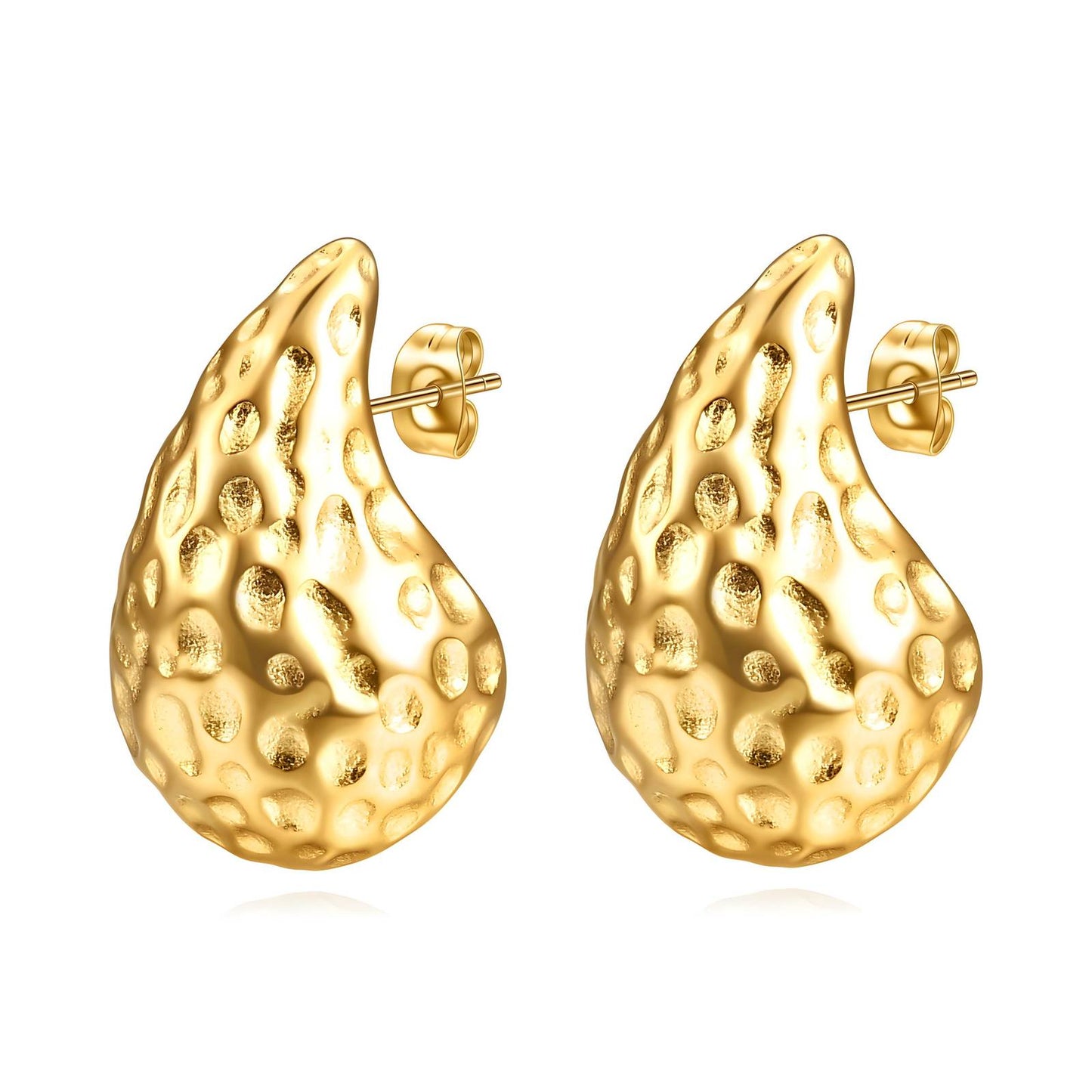 Teardrops Earrings, 18K Gold Plated Steel
