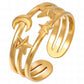 Astrology Finger Ring, 18K Gold Plated Steel