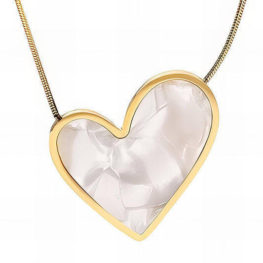 Heart Necklace, 18K Gold Plated Steel