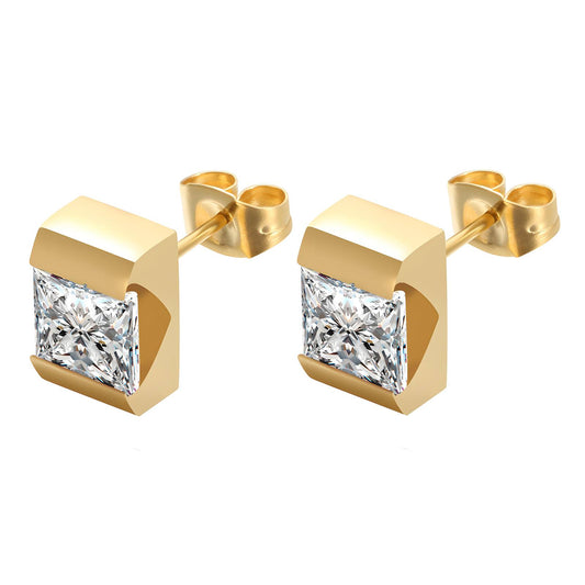 Earrings, 18K Gold Plated Steel