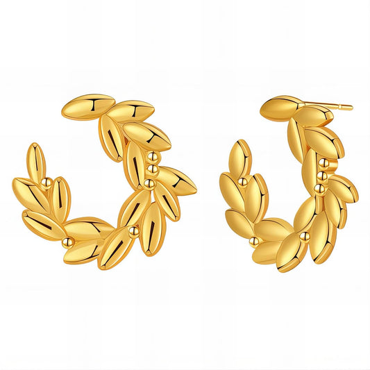 Leafs Earrings, 18K Gold Plated Steel