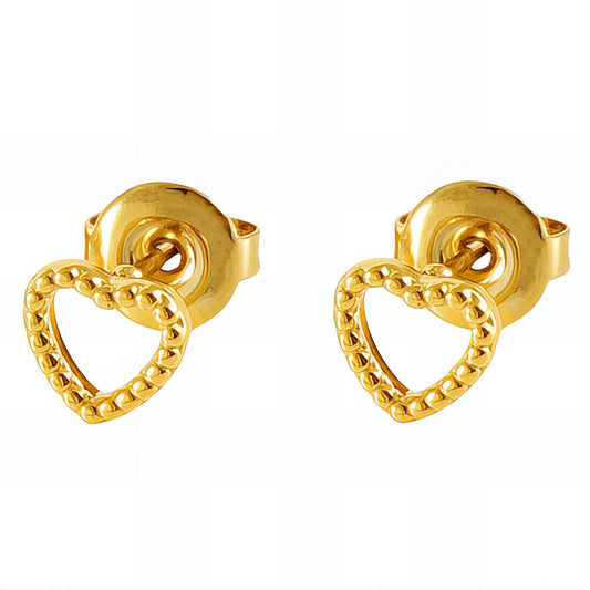 Hearts Earrings, 18K Gold Plated Steel