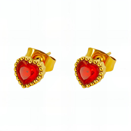 Hearts Earrings, 18K Gold Plated Steel