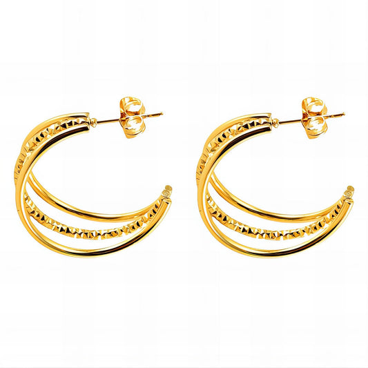 Earrings, 18K Gold Plated Steel