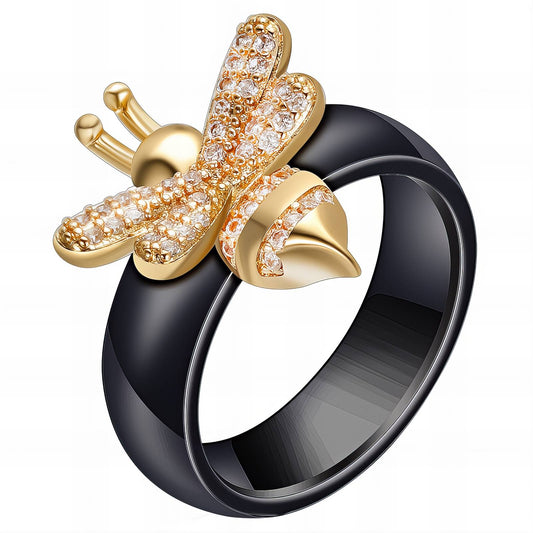 Bee Finger Ring, 18K Gold Plated Steel