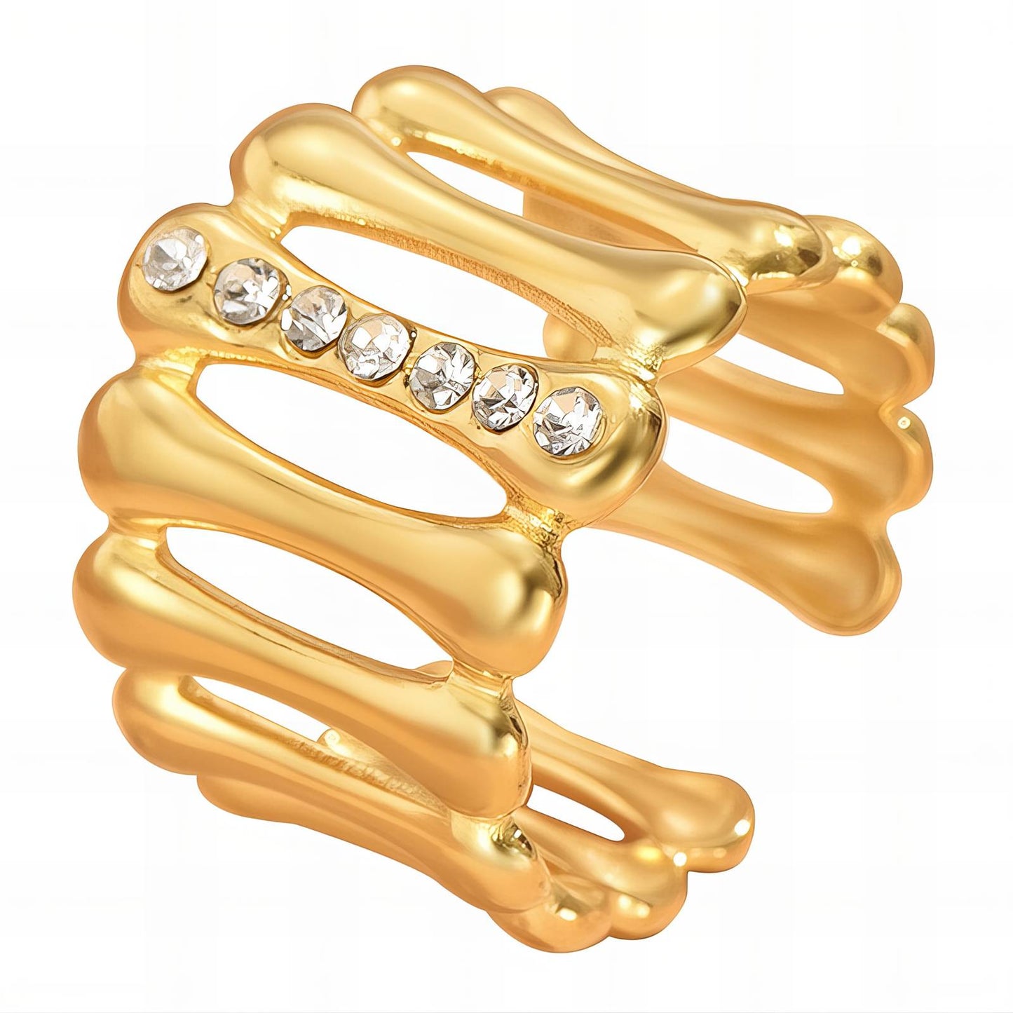Finger Ring, 18K Gold Plated Steel