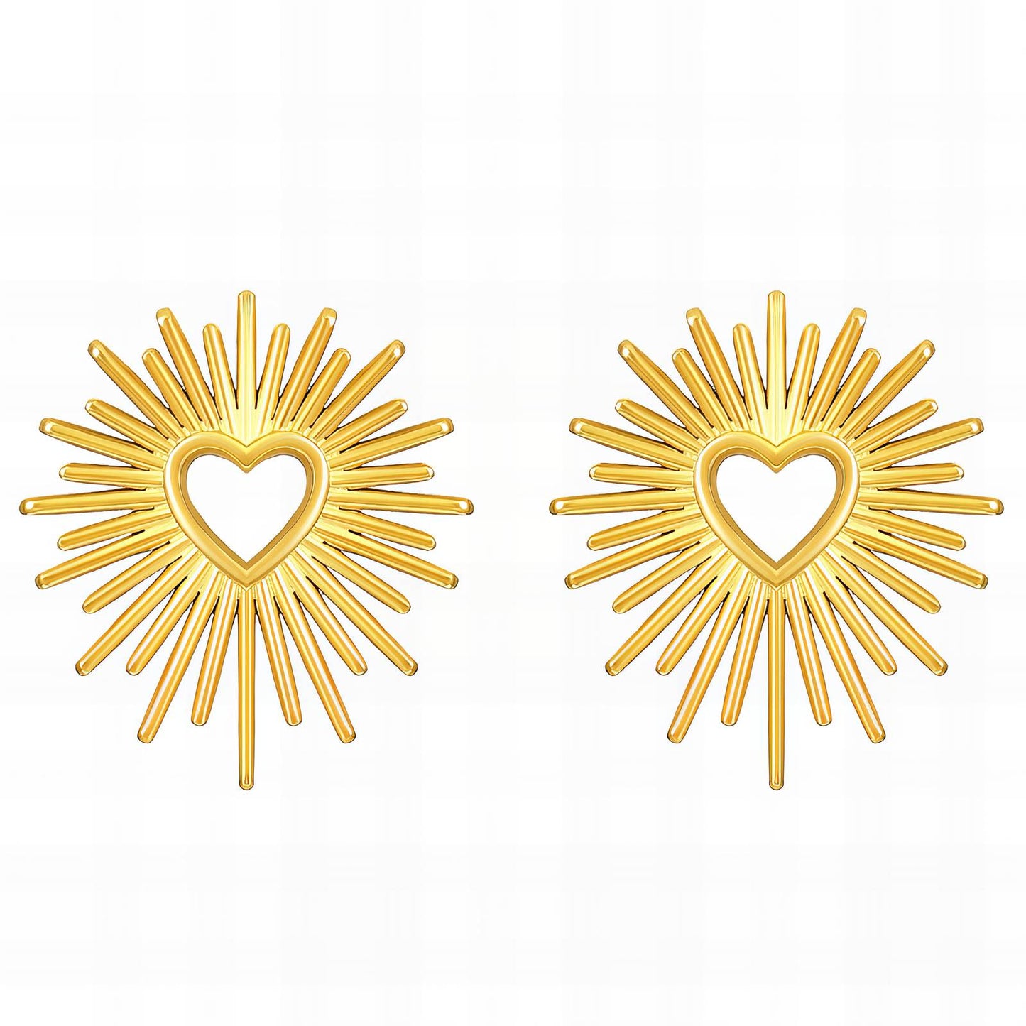Hearts Earrings, 18K Gold Plated Steel