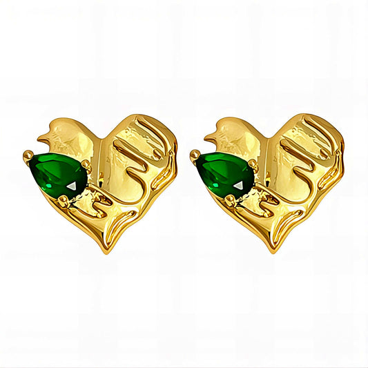 Hearts Earrings, 18K Gold Plated Steel