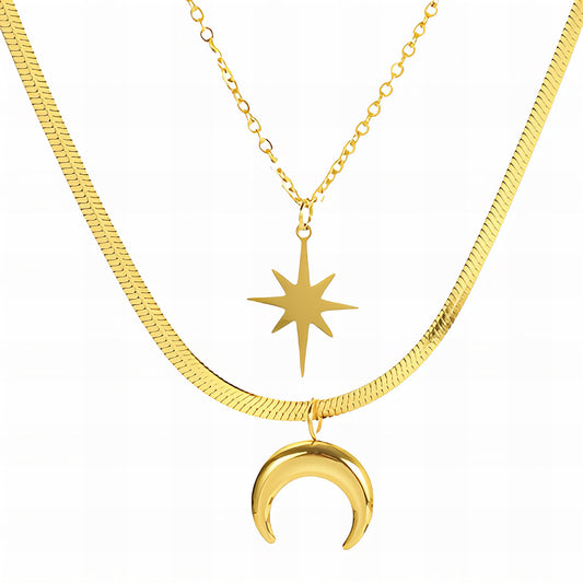 Astrology Necklace, 18K Gold Plated Steel