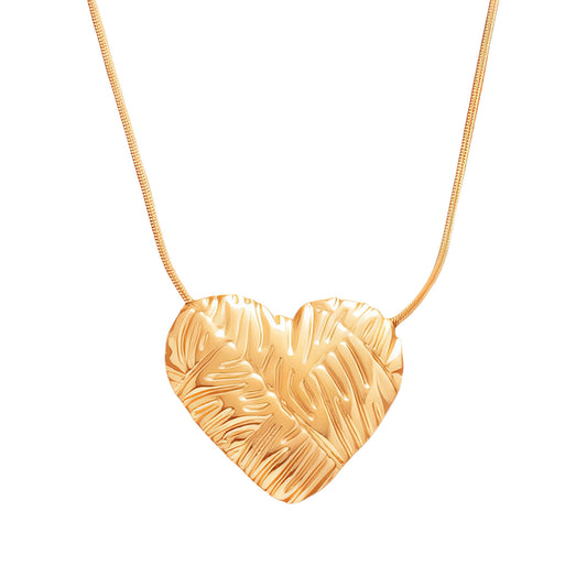 Heart Necklace, 18K Gold Plated Steel