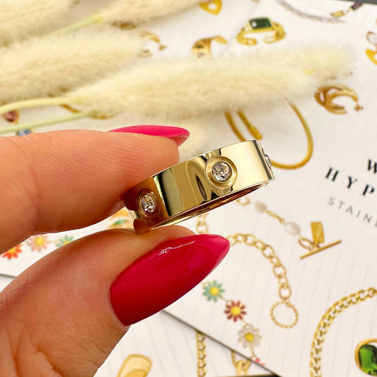 Finger Ring, 18K Gold Plated Steel