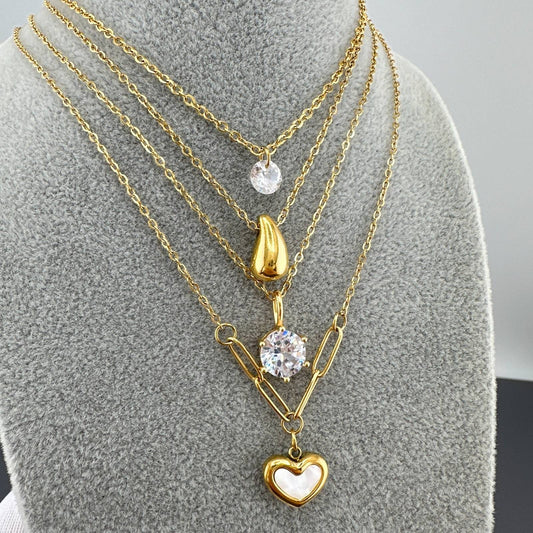 Necklace, 18K Gold Plated Steel