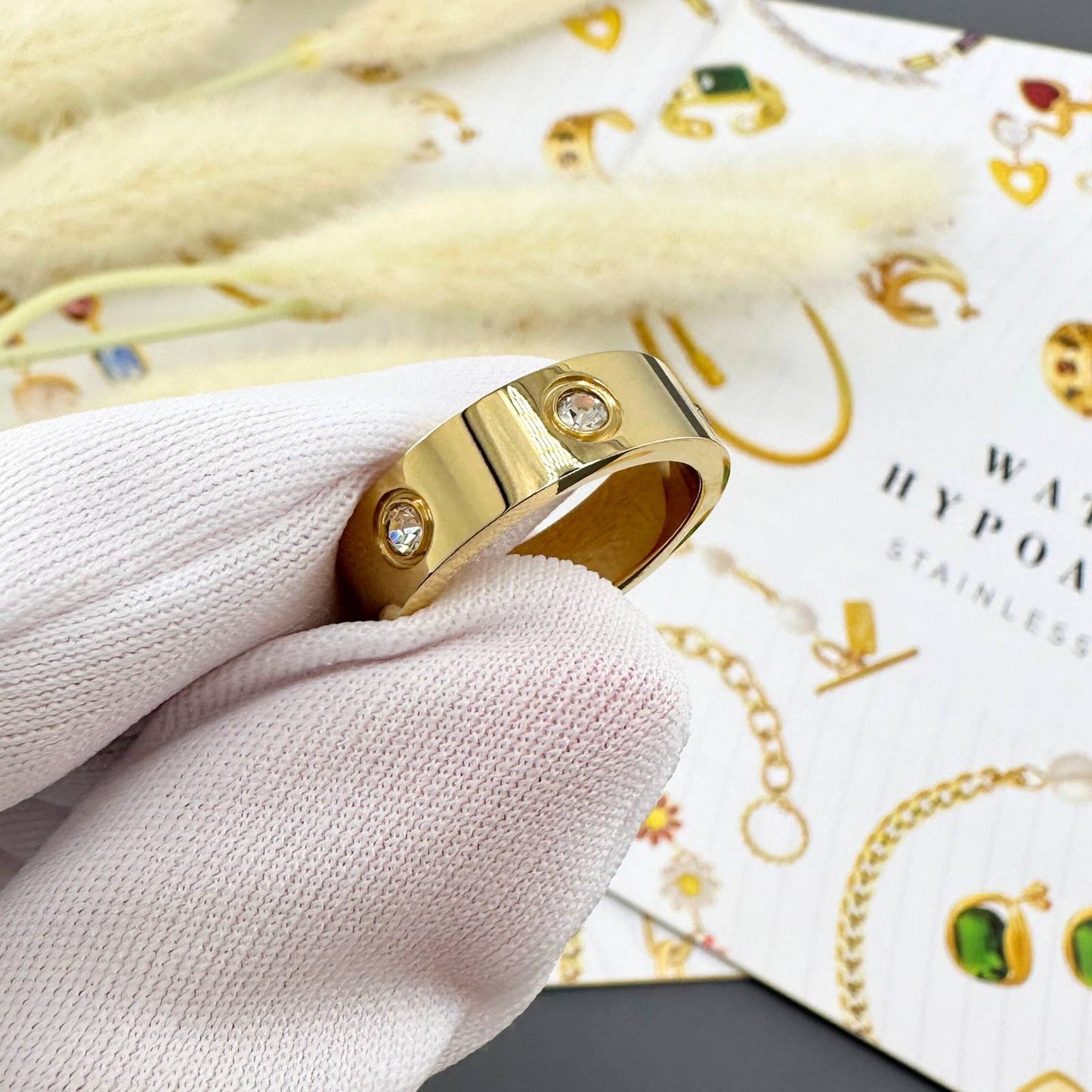Finger Ring, 18K Gold Plated Steel
