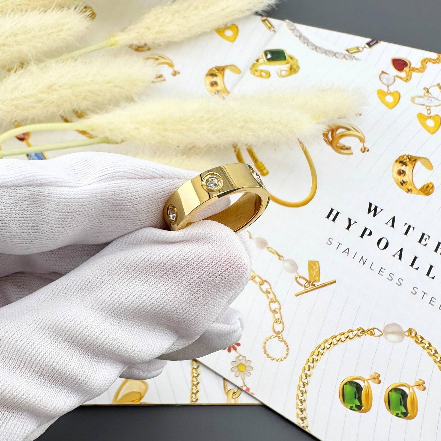 Finger Ring, 18K Gold Plated Steel
