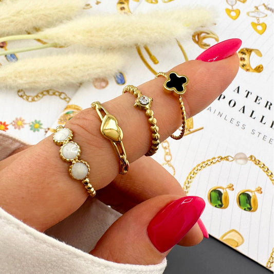 Heart Finger Ring, 18K Gold Plated Steel