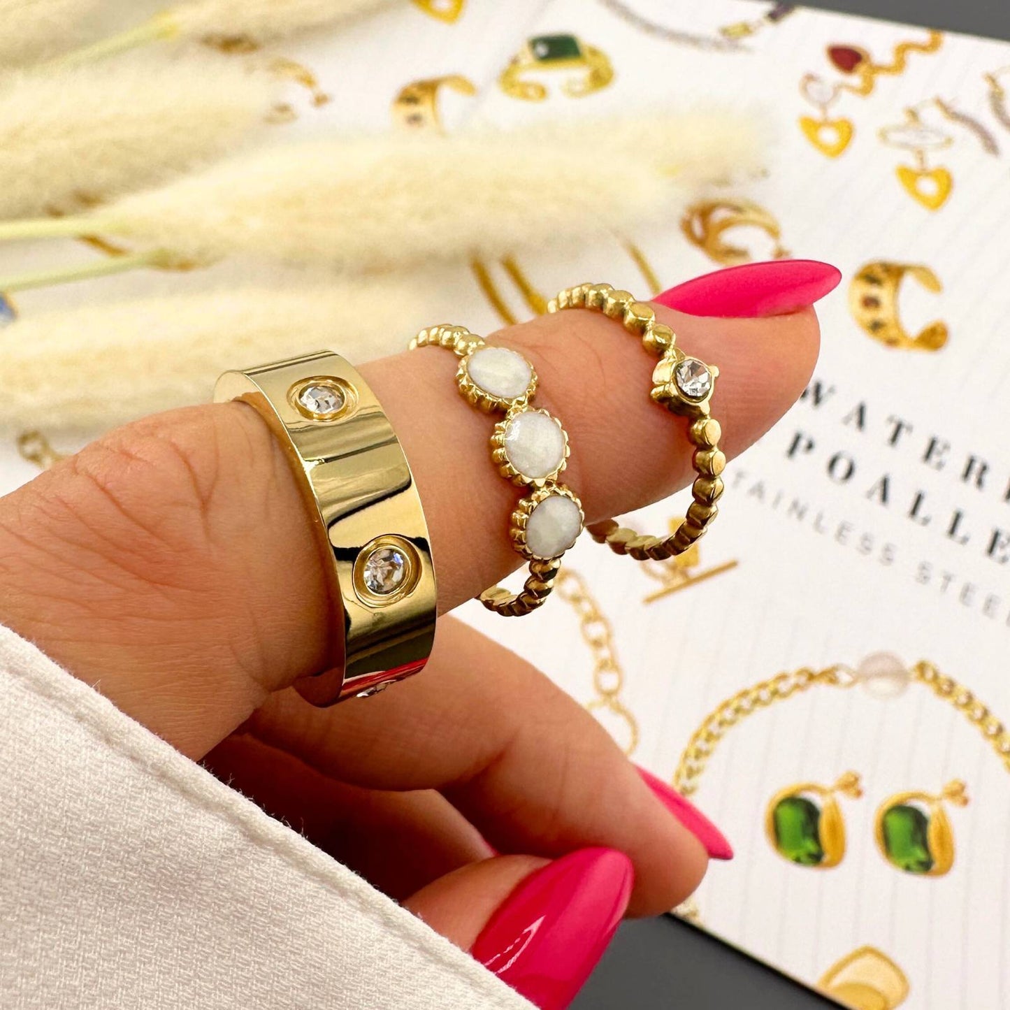 Finger Ring, 18K Gold Plated Steel